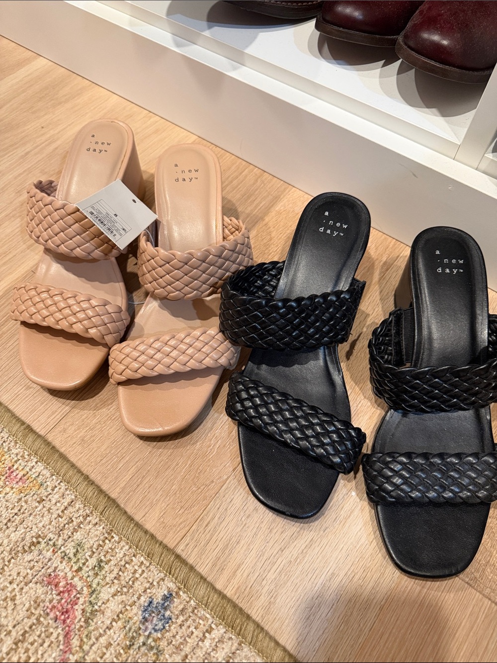 a new day Braided Double-Strap Slide Sandals - Nude & Black